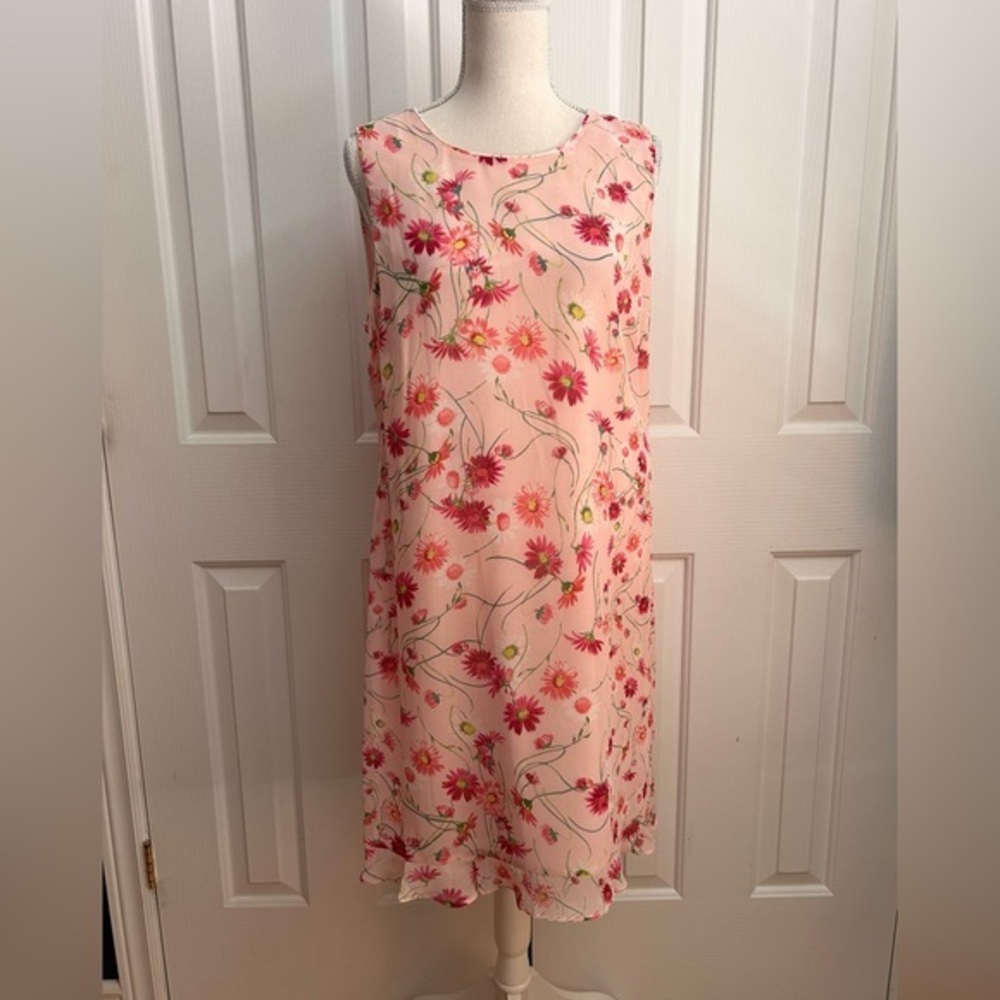 NWT KARL LAGERFELD Sleeveless Midi Dress, Flowers, Lined, Pink Red Green Size 12 - Picture 1 of 5